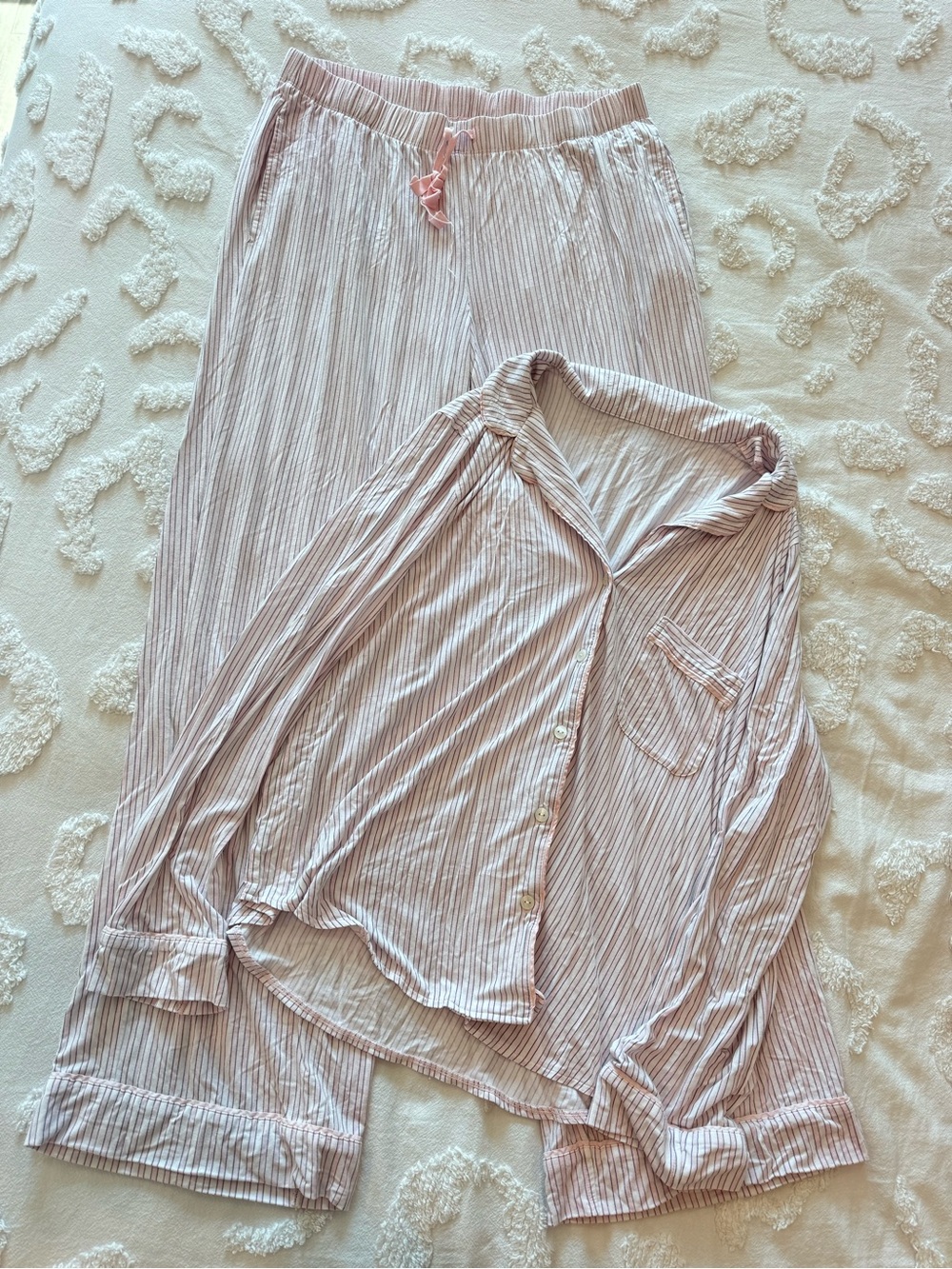 Victoria's Secret Light Pink & White Striped Pajama Set